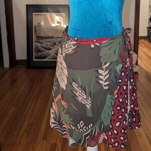 FARM Rio Red and Green Wrap Mini Skirt